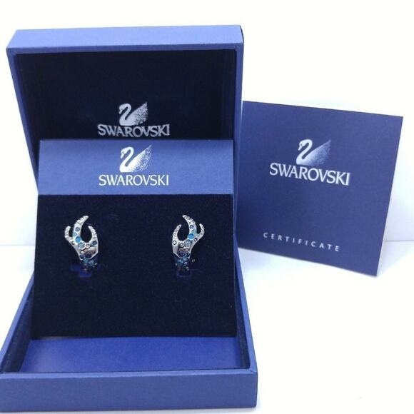 Swarovski Rhinestone Earrings, Domination, Ruthenium Plated, Clip On, New In Box - Picture 4 of 8